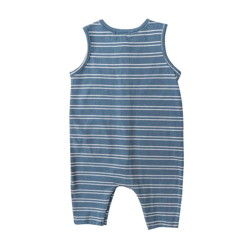 Organic Sleeveless Romper, Seashore Stripe