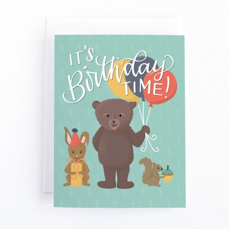 "It's Birthday Time!" Woodland Animals Birthday Card