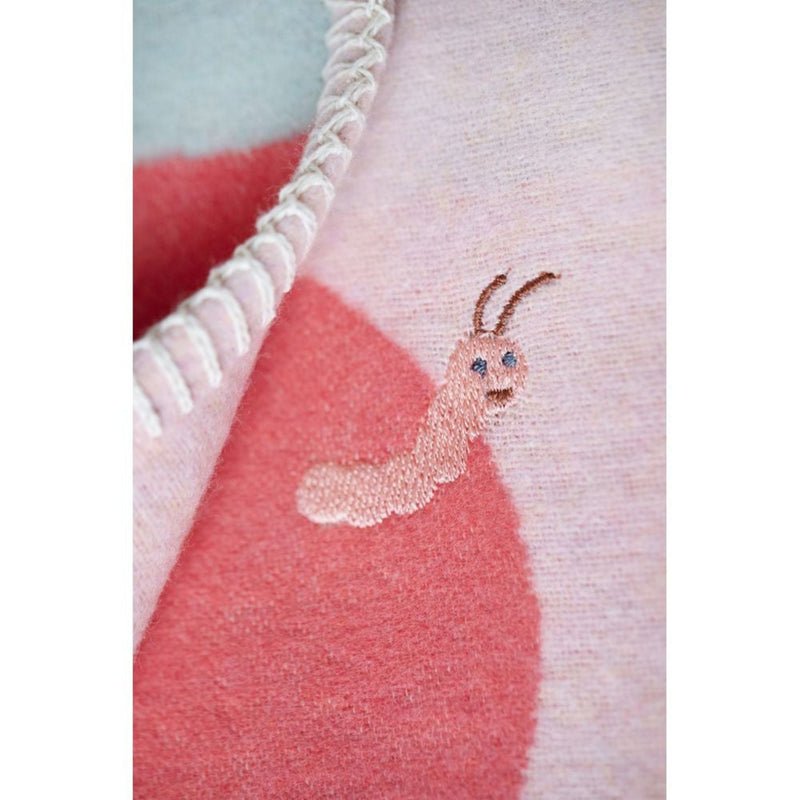 Lila Flannel Blanket - Cherries with Worm Embroidered
