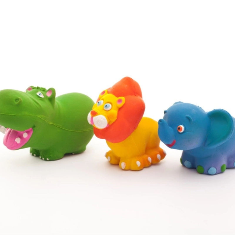 Natural Rubber Toy - Mini Safari Set  with Squeaker