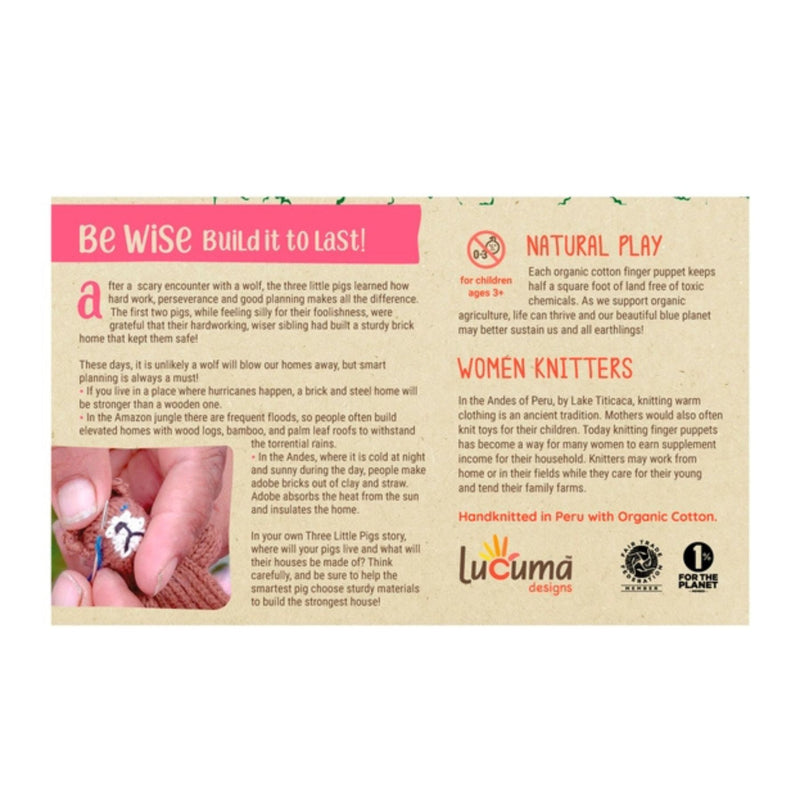 Organic Cotton Finger Puppets Story Pack - Three Little Pigs
