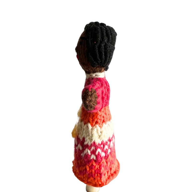 Organic Cotton Finger Puppet - African American Girl