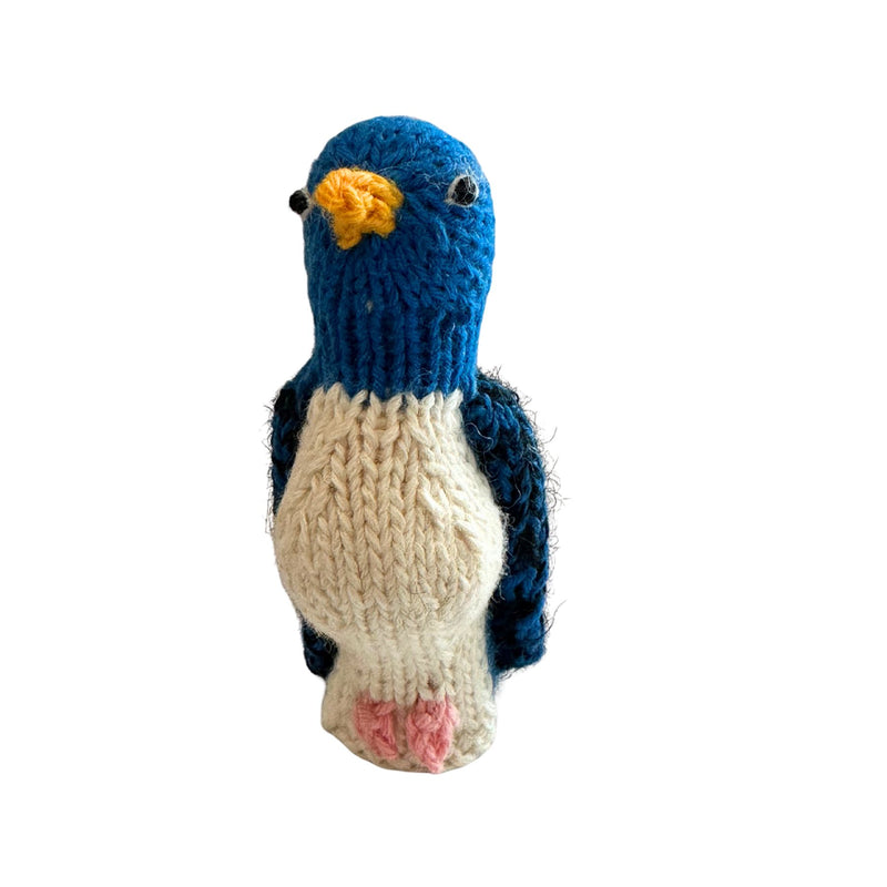 Organic Cotton Finger Puppet - Blue Bird