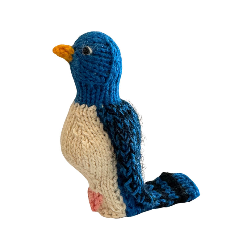 Organic Cotton Finger Puppet - Blue Bird