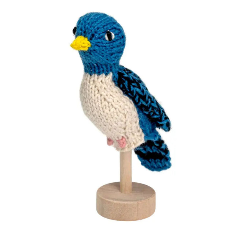 Organic Cotton Finger Puppet - Blue Bird