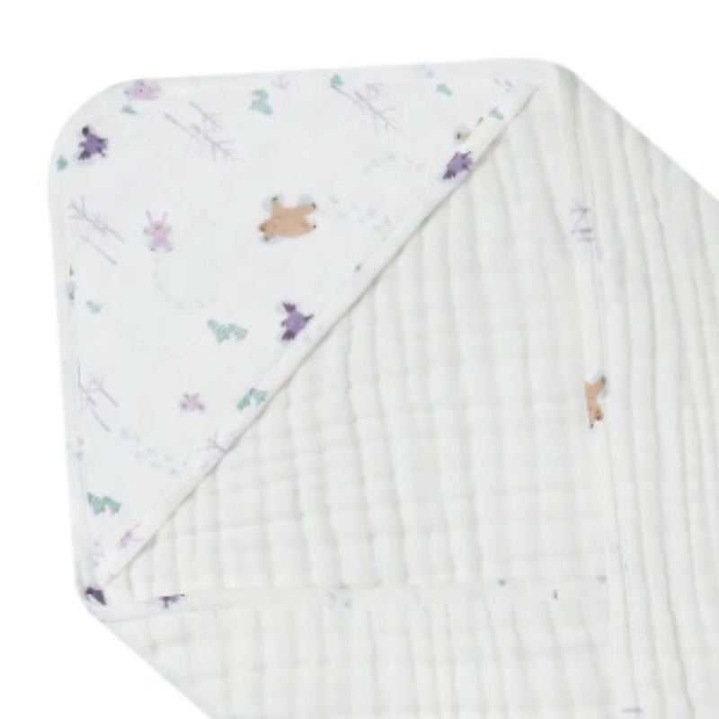 9-Layer Organic Cotton Muslin Hooded Baby Bath Towel