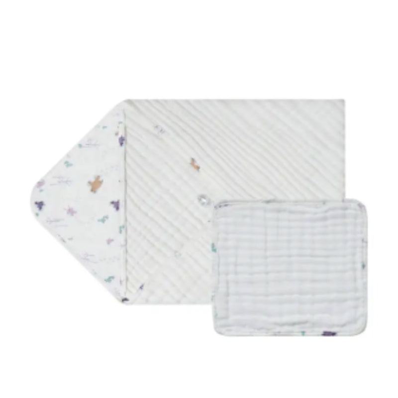 9-Layer Organic Cotton Muslin Hooded Baby Bath Towel