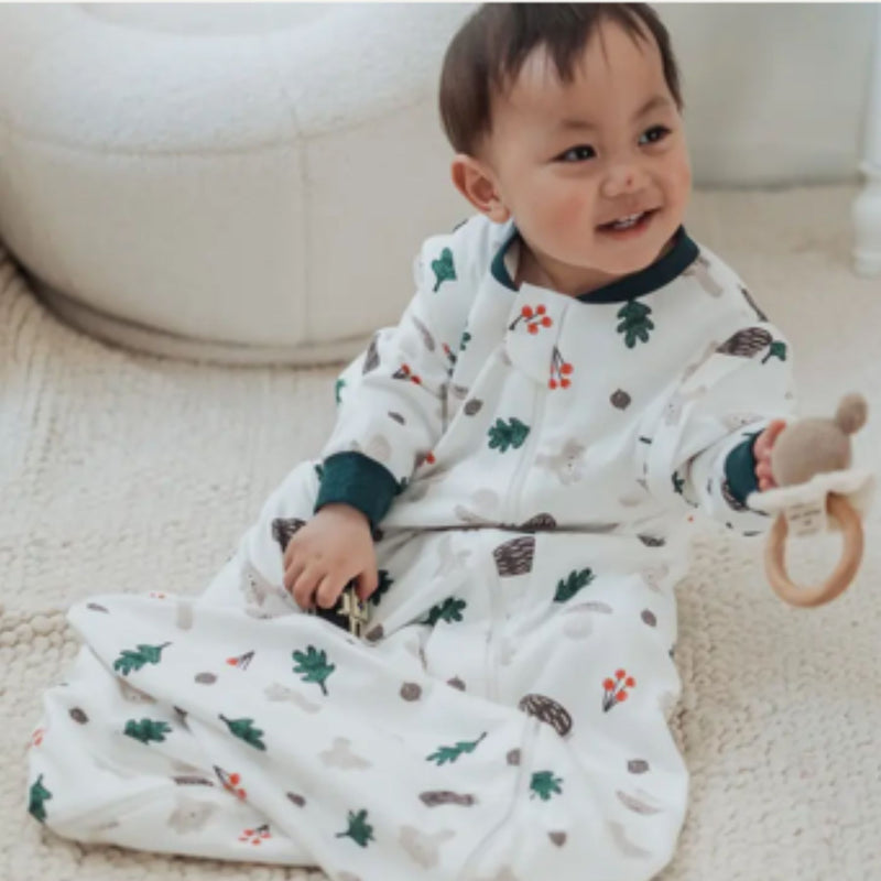Organic Cotton Removable Sleeve Sleep Bag 1.0 Tog - Forest Forage