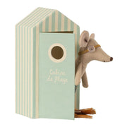 Maileg Beach Mice, Big Brother in Cabine de Plage-Simply Green Baby