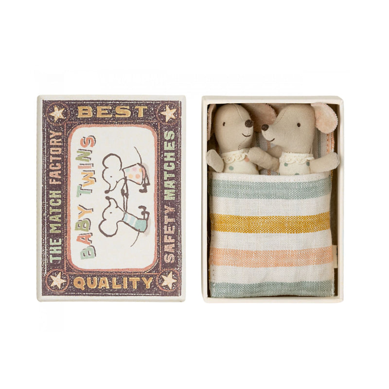 Twin, Baby Mice in Matchbox - Striped Blanket
