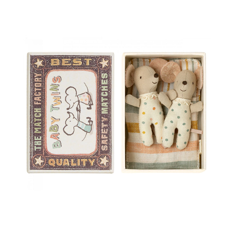 Twin, Baby Mice in Matchbox - Striped Blanket