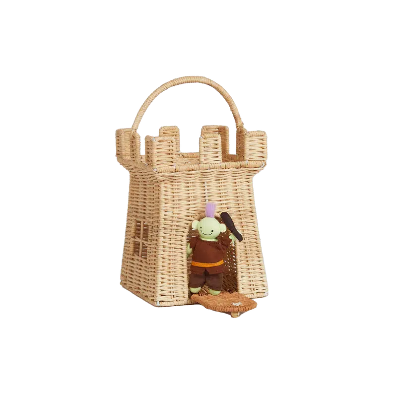 Olli Ella Rattan Castle Bag-Simply Green Baby