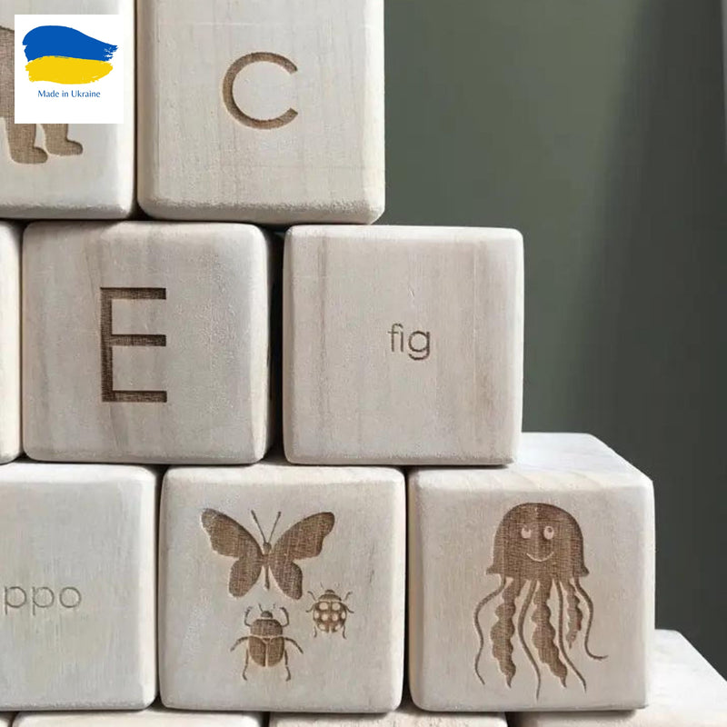 English Alphabet Block Set, Natural