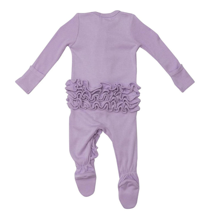 Bamboo 2 Way Ruffle Back Zipper Footie