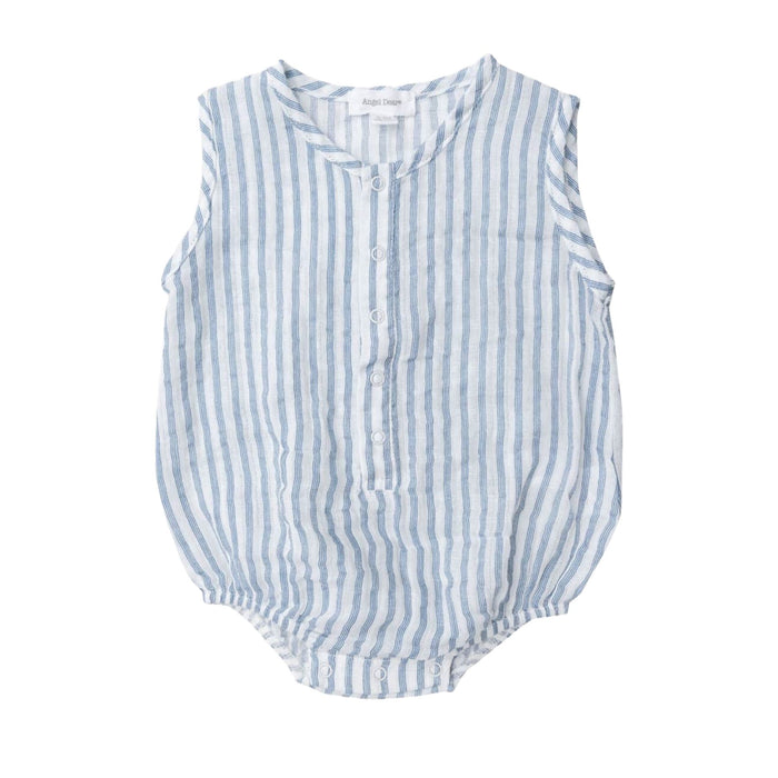 Muslin Henley Bubble, Nautical Ticking Stripe - Blue