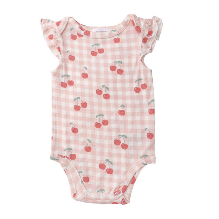 Ruffle Sleeve Onesie, Cherry Pink