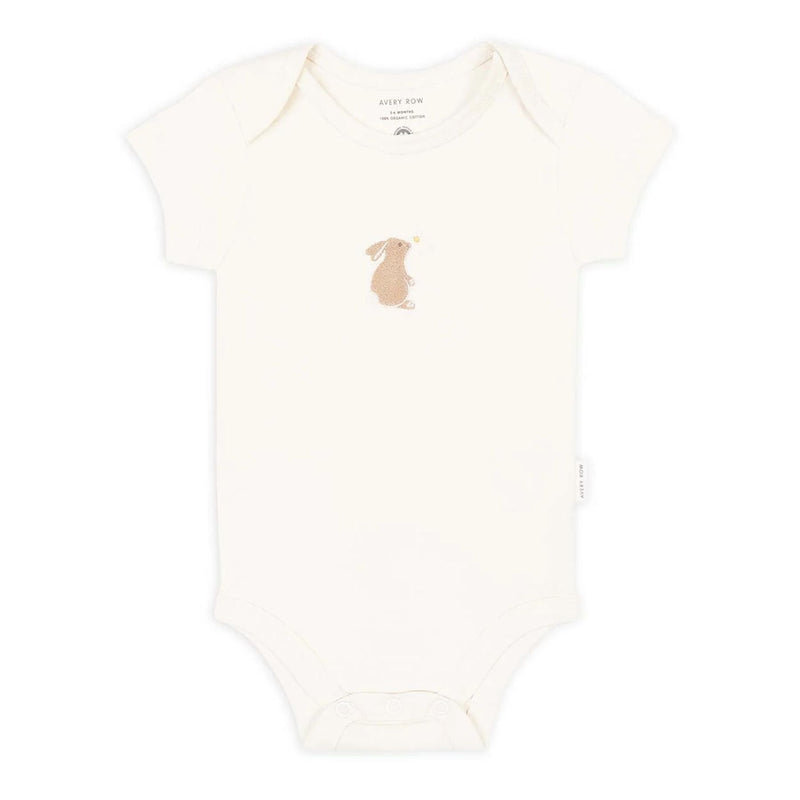Embroidered Jersey Bodysuit, Bunnies