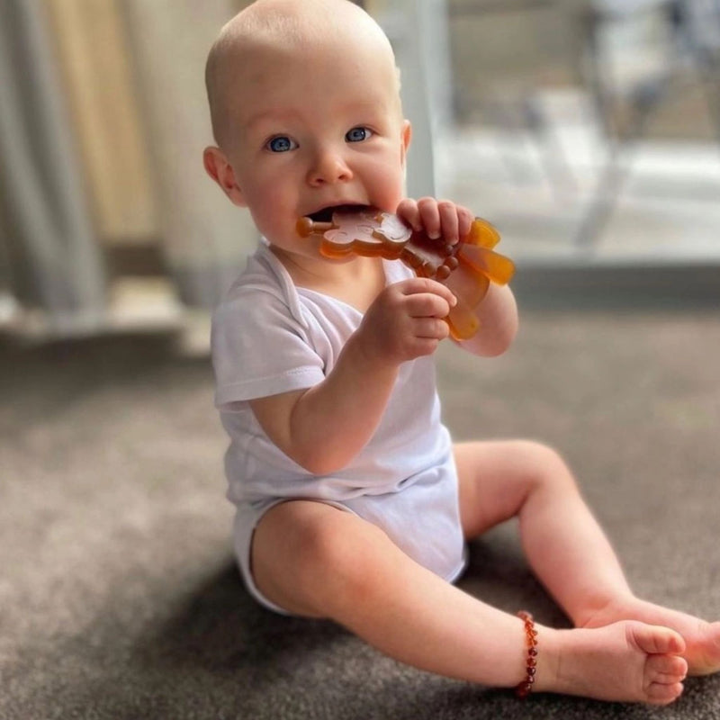 Natural Rubber + Baltic Amber Teether, Little Bamber