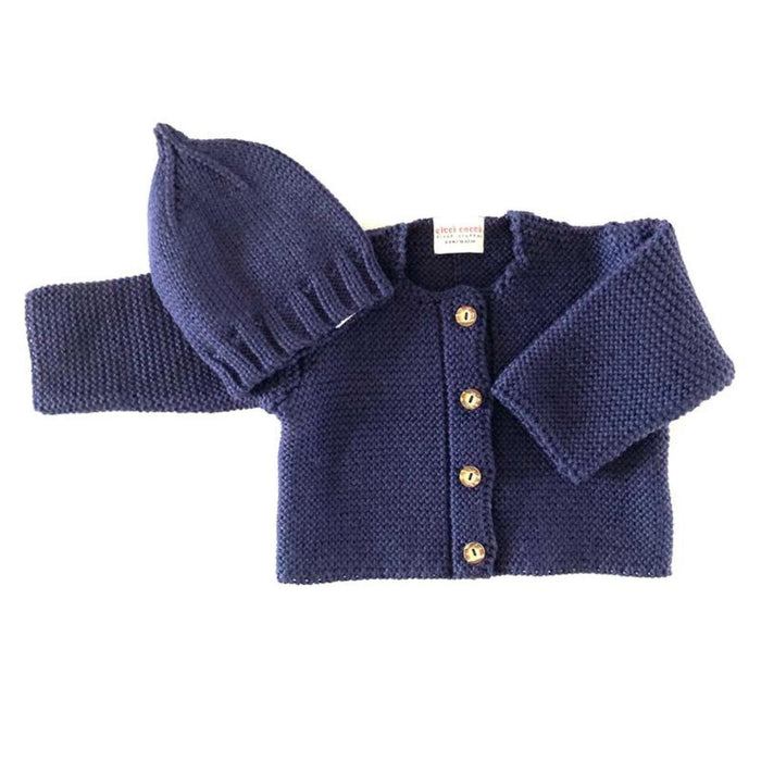 Merino Wool Newborn - Cardigan + Cap Set