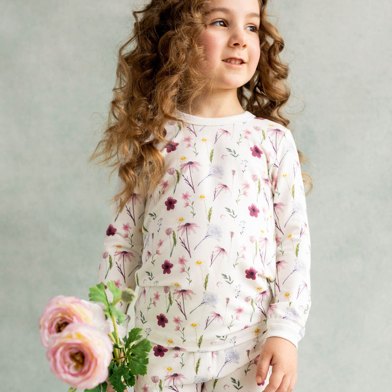 Modal Kid Pyjamas, Floral on Cream