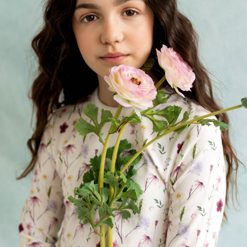 Modal Kid Pyjamas, Floral on Cream