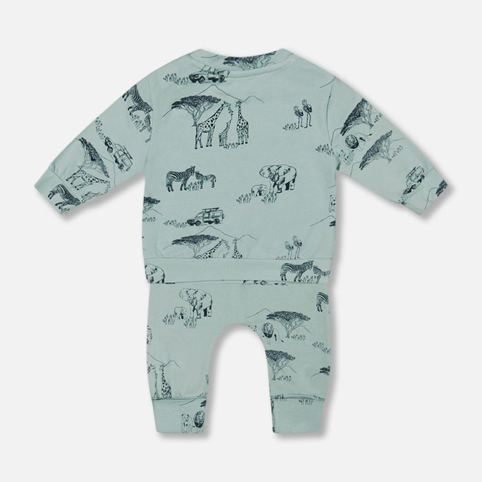 Organic Cotton Long Sleeve Top + Evolutive Pant Set, Small Jungle World