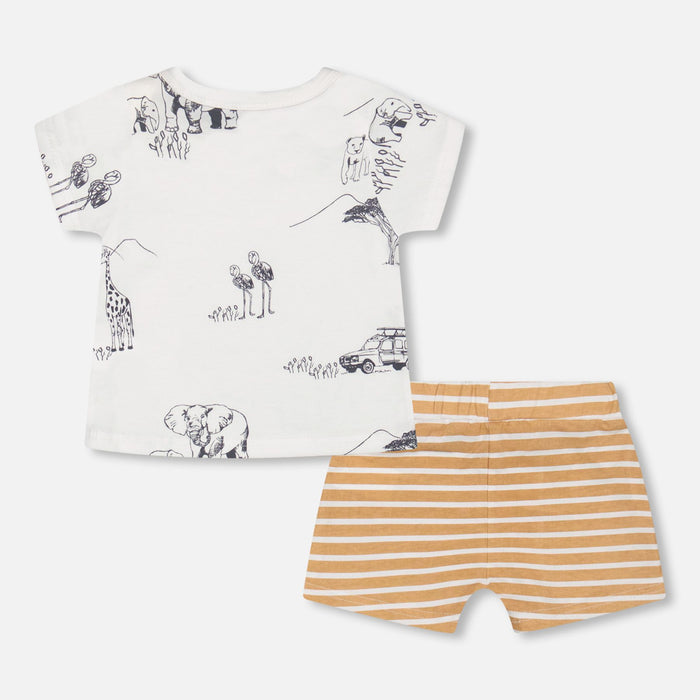 Organic Cotton Short Set, Sand Stripe