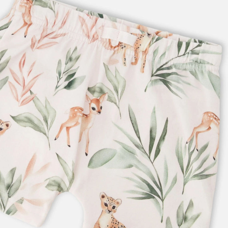 Organic Cotton Pointelle Top and Jersey Short Set, Leopard Jungle