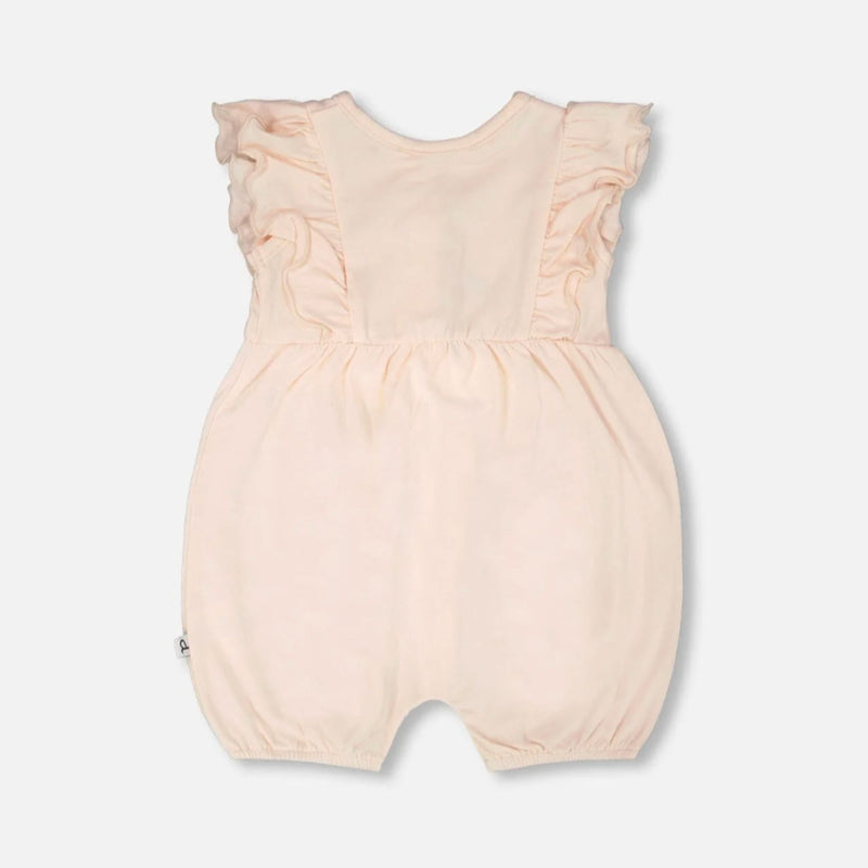 Organic Cotton Jersey Romper with Frills, Peach