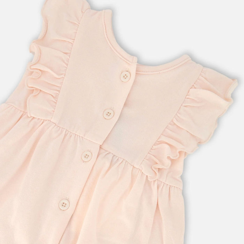 Organic Cotton Jersey Romper with Frills, Peach