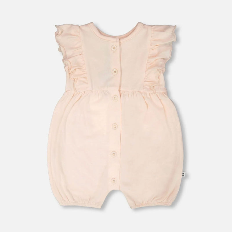 Organic Cotton Jersey Romper with Frills, Peach