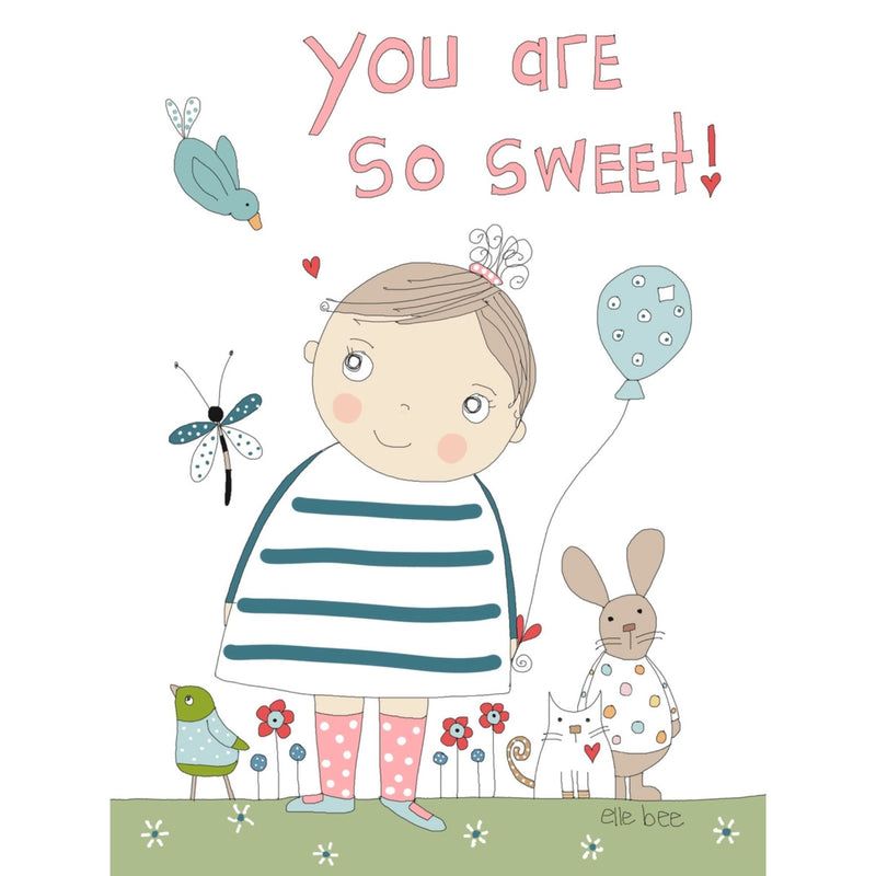 You are so Sweet | Baby Girl and Balloon, Birthday Card