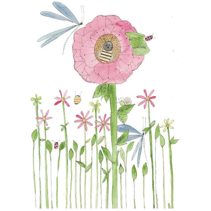 Baby Bumble Bee and Flower, Birthday Card