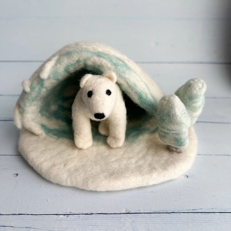 Felt Polar Bear + Winter Cave