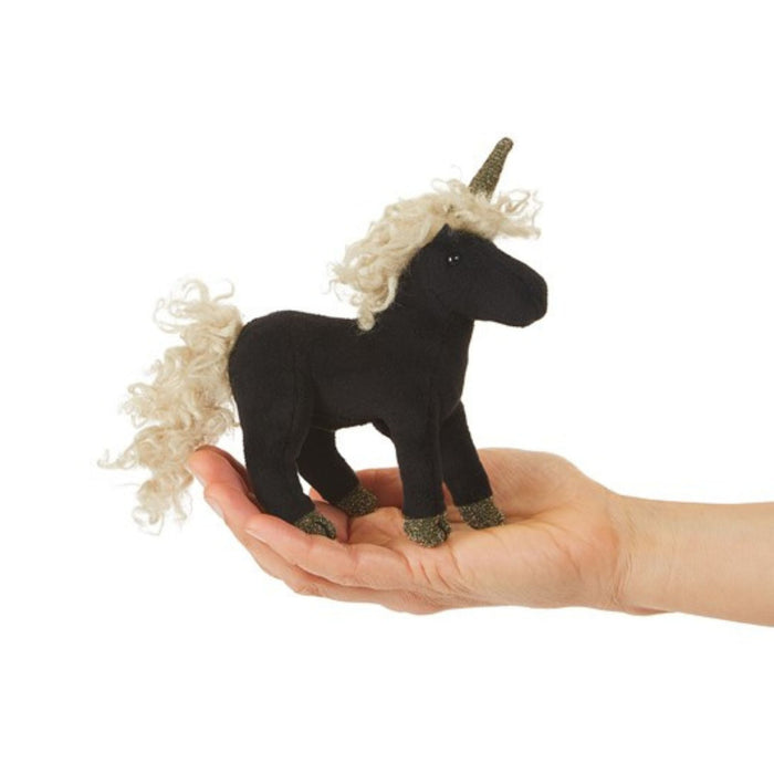 Mini Black Unicorn Finger Puppet