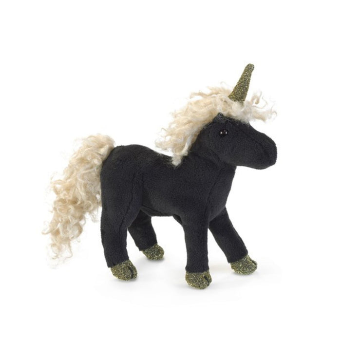 Mini Black Unicorn Finger Puppet