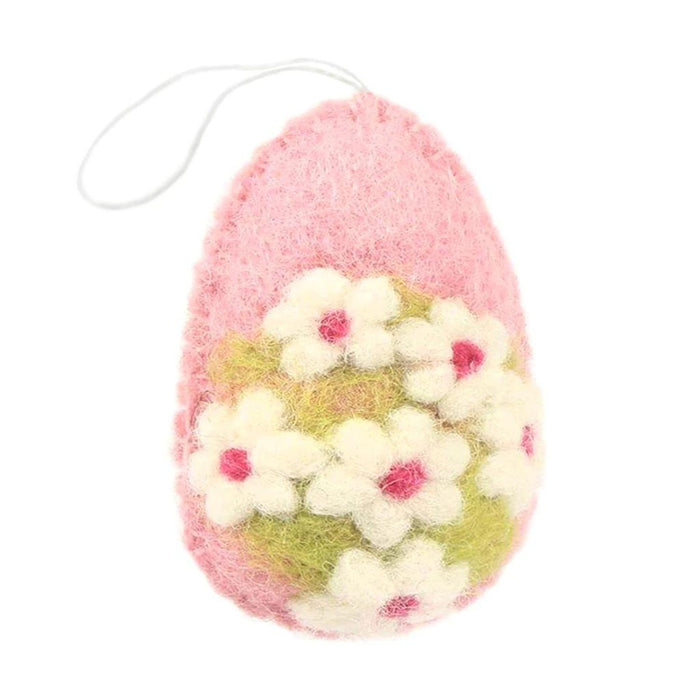 Wool Felt Easter Egg Ornament, Flower