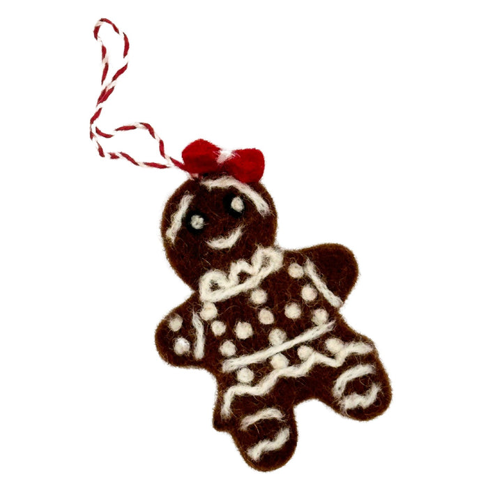 Wool Felt Gingerbread People Ornament