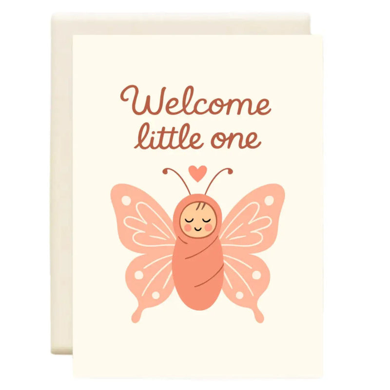 Welcome Little One | Orange Butterfly Baby Card