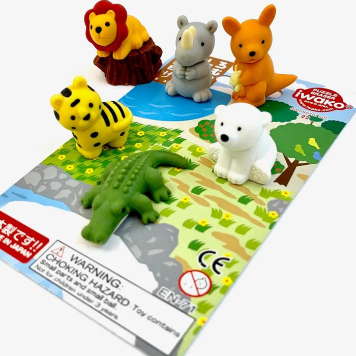 Puzzle Erasers,  Safari Animal Set