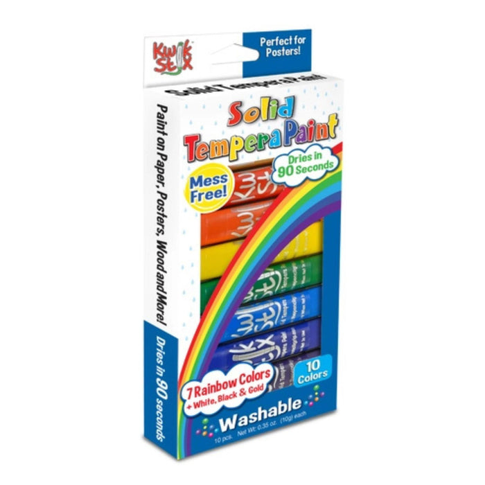 Solid Tempera Paint - 10 Colours, Rainbow Set