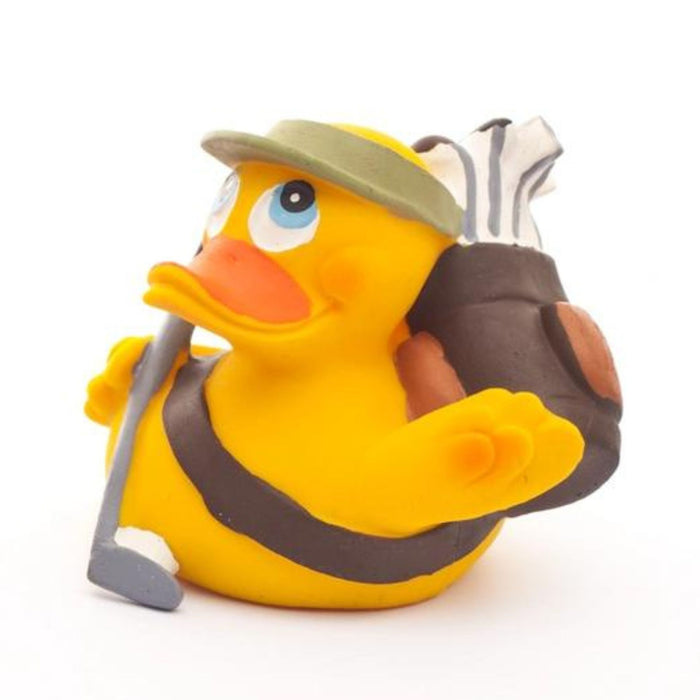 Natural Rubber Duck - Golfer with Squeaker