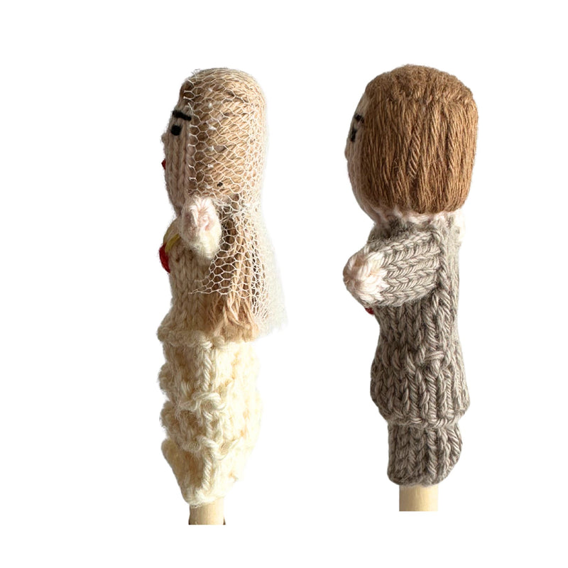 Organic Cotton Finger Puppet - Bride + Groom
