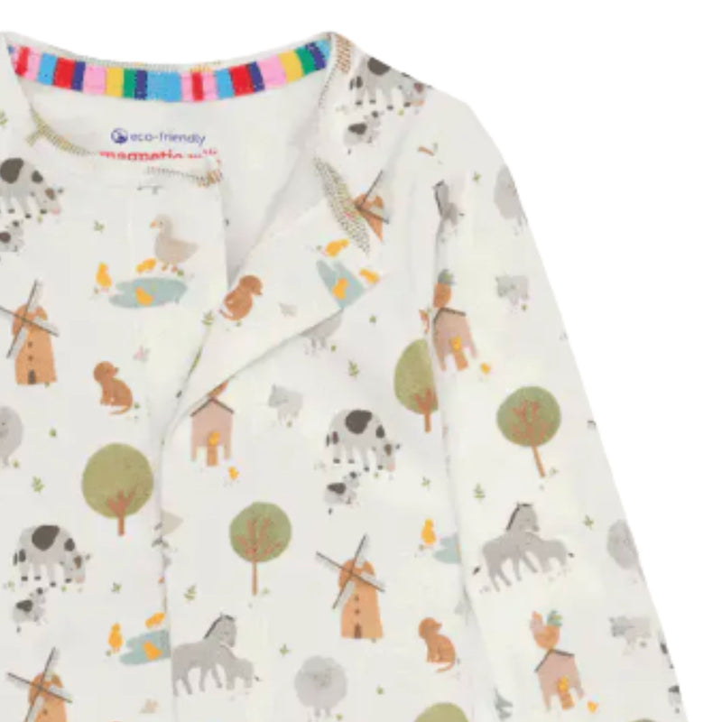 Organic Cotton Magnetic Footie - Funny Farm