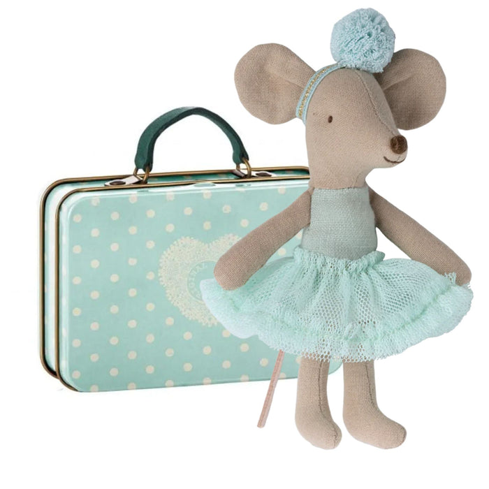 Light Mint Ballerina Little Mouse in Suitcase