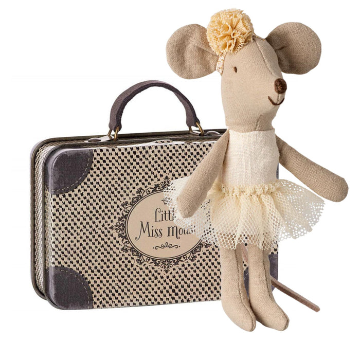 Off-White Ballerina Little Mouse in Little Miss Mouse Suitcase