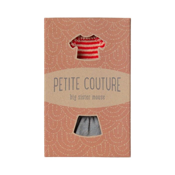 Knitted Red Stripe Sweater and Skirt, Big Sister Mouse