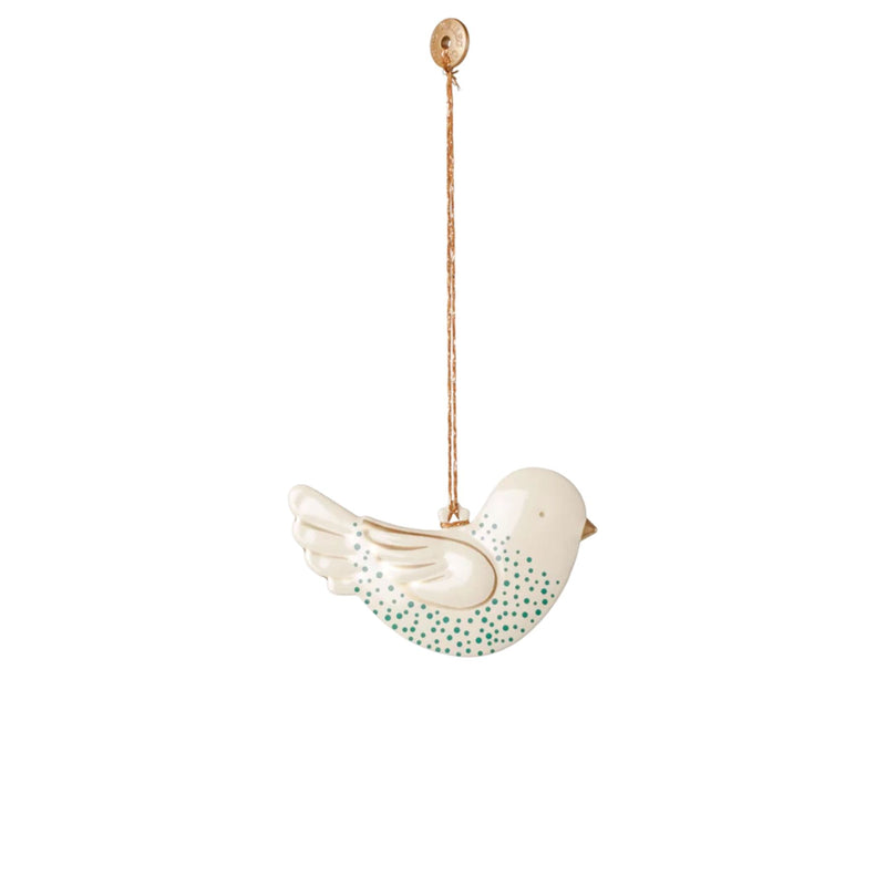 Metal Ornament, Bird - Green Dot