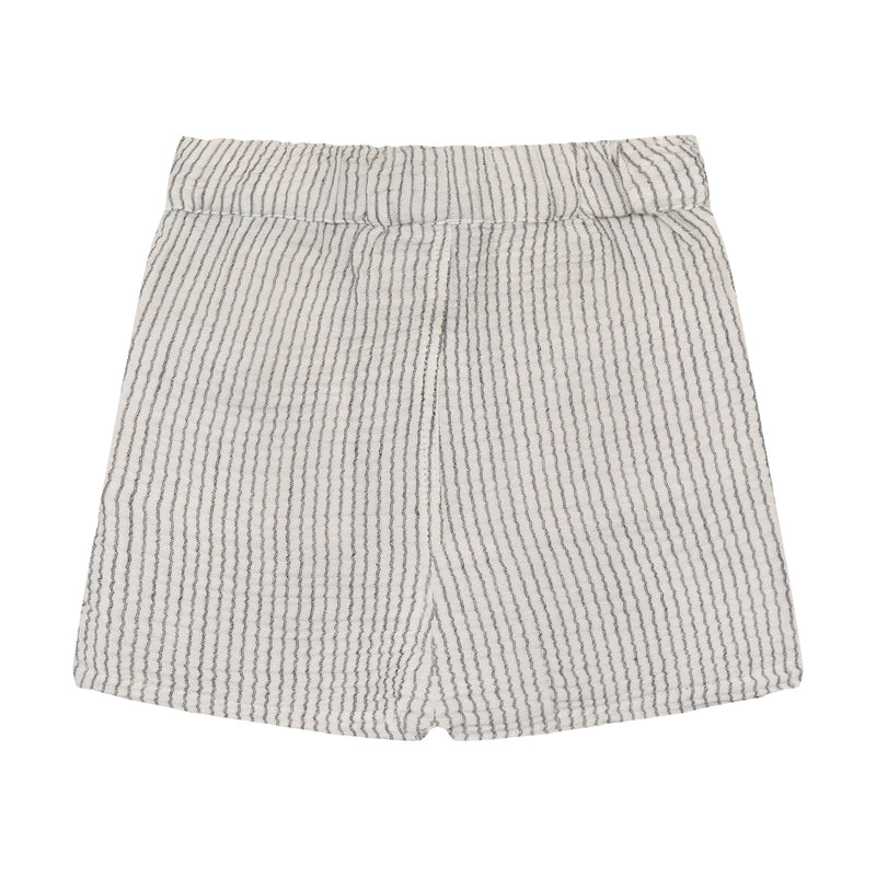 Organic Muslin Vertical Blue Stripe Shorts