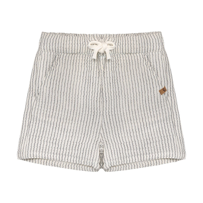 Organic Muslin Vertical Blue Stripe Shorts